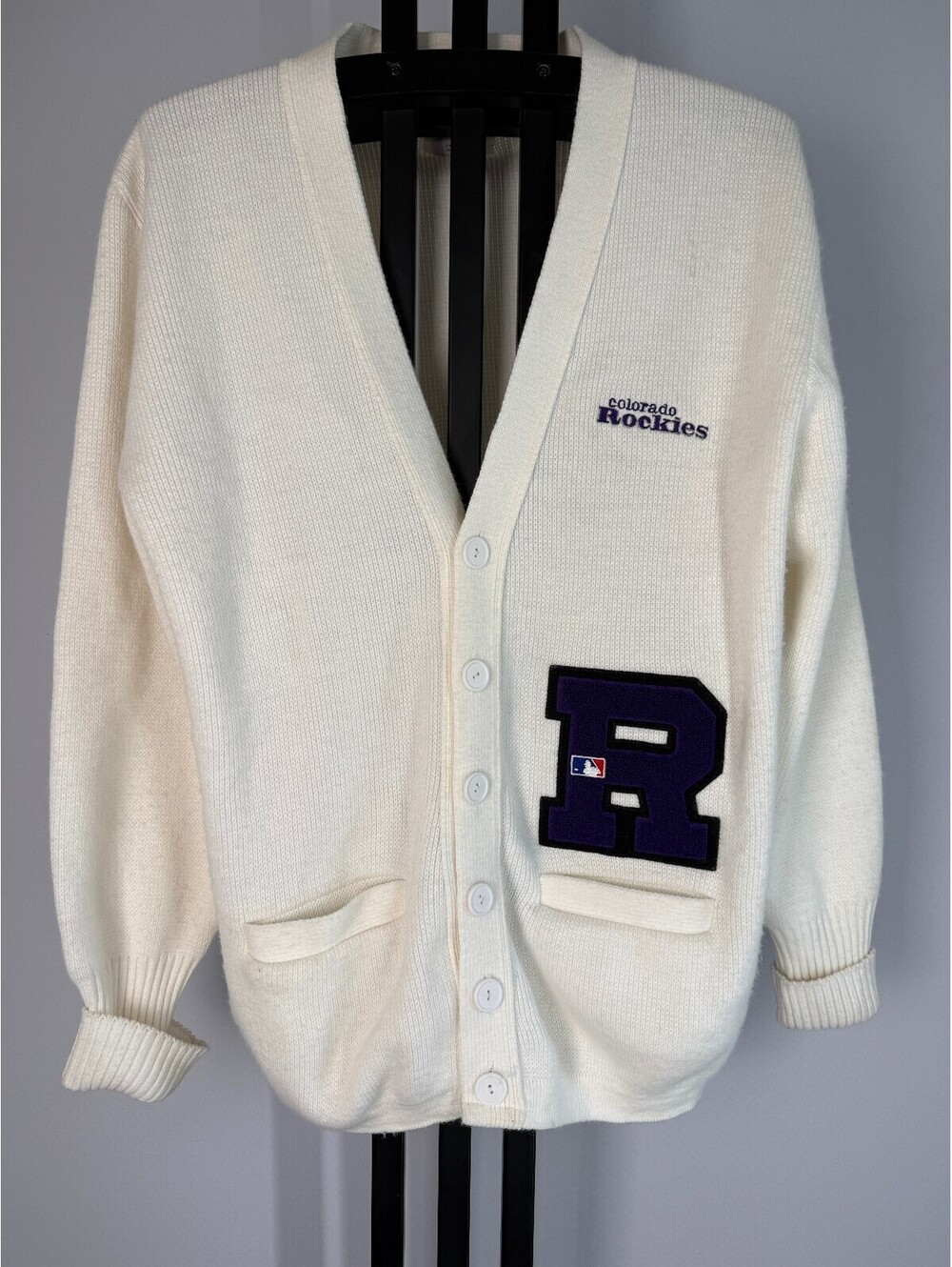 Vintage 90s Colorado Rockies Nutmeg Letterman Cardigan XL